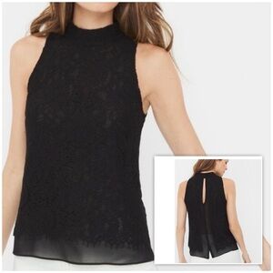 Black House White Market  Lace Sleeveless Top Mock Neck Shirt | Size 10